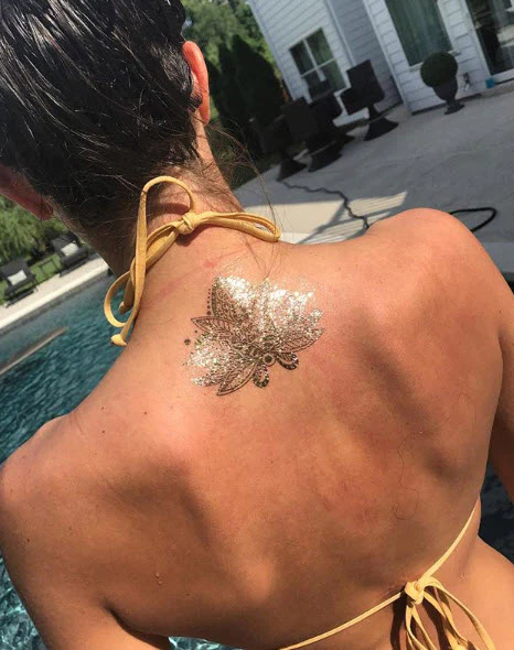 Metallic Gold Lotus Tattoo - Image 3
