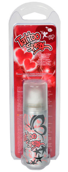 Passionate Kiss Red Temporary Tattoo Spray 50 ml + 3 Stencils