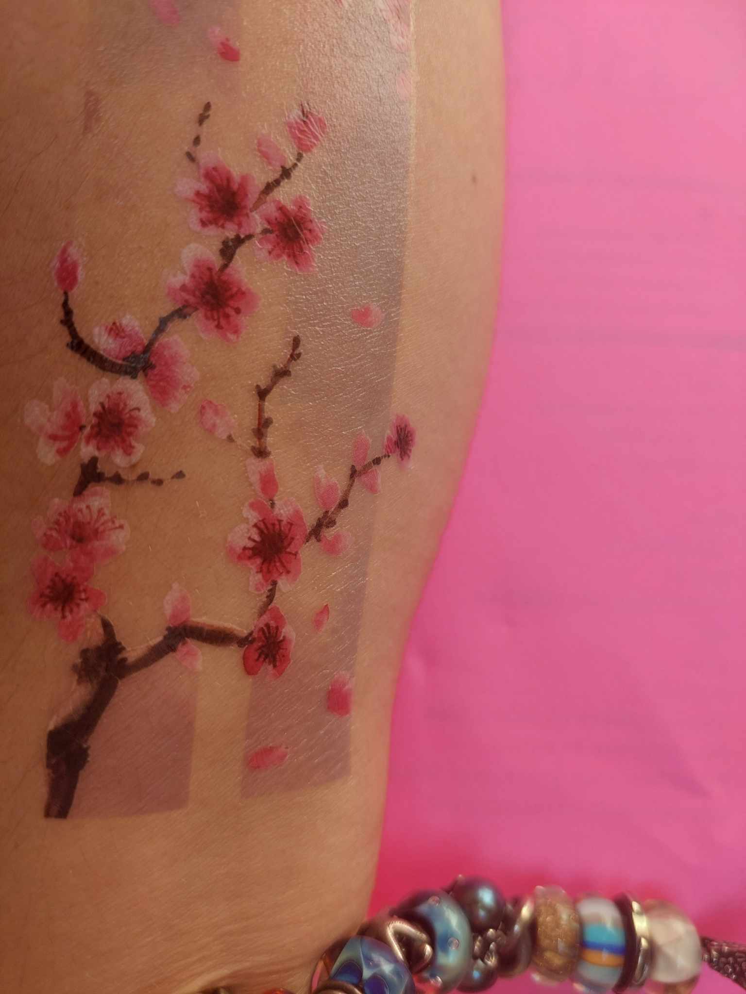 Pink Blossom Branch Temporary Tattoo - Image 2