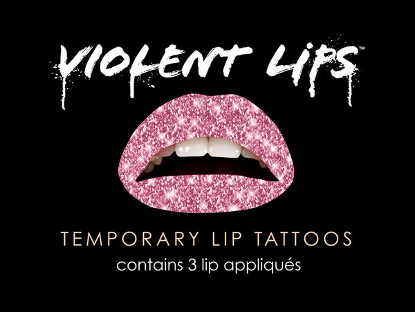 Pink Glitteratti Violent Lips (3 Lip Tattoo Sets)