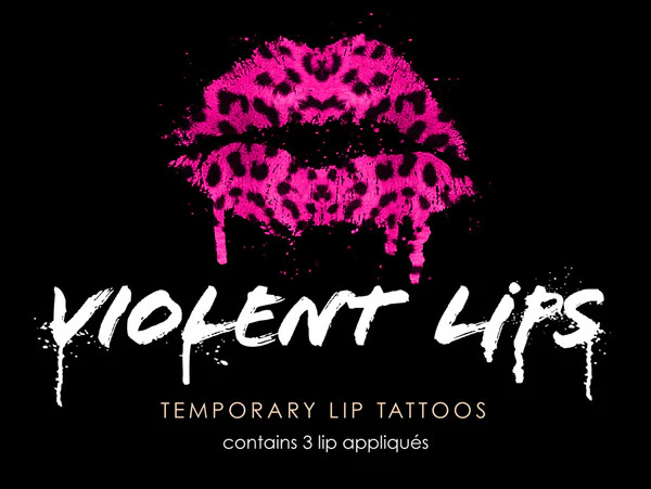 Pink Leopard Violent Lips (3 Lip Tattoo Sets)