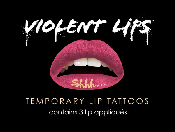 Pink Shhh... Violent Lips (3 Lip Tattoo Sets)