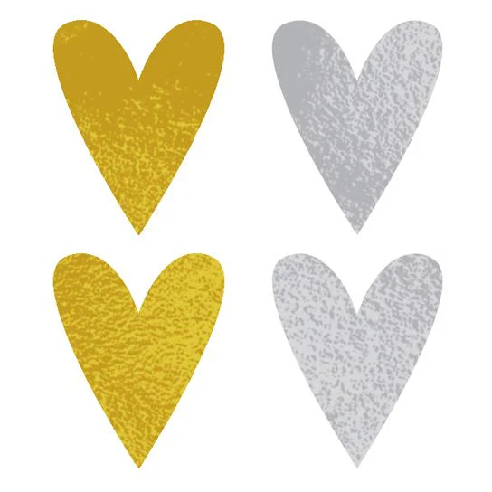 PrismFoil Gold And Silver Hearts Tattoos (4 Tattoos) - Image 2
