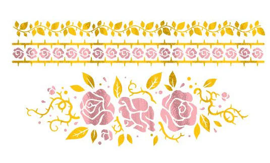 PrismFoil Golden Rose Tattoos (4 Tattoos)