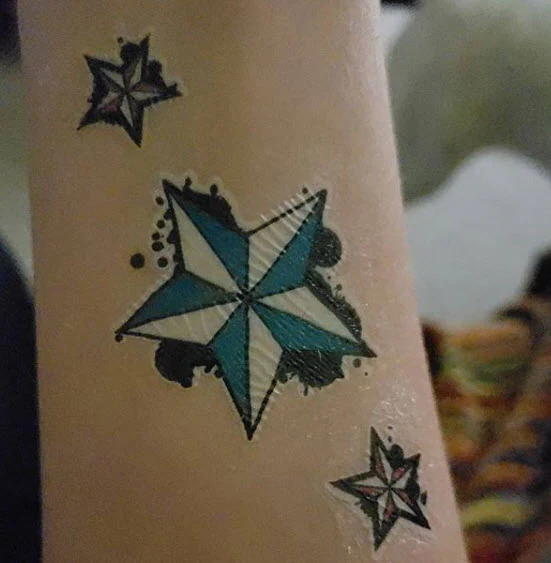 Punk Skull & Stars Glow In The Dark Tattoos - Image 3