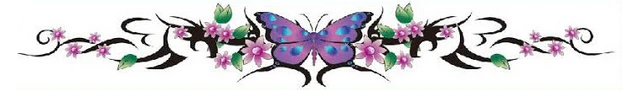 Purple Butterfly with Flowers Long Body Tattoo - Image 2