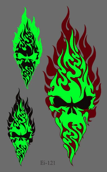 Red and Black Flames Glow in the Dark Fake Tattoo - Image 2
