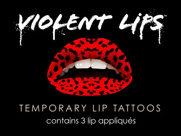Red Leopard Violent Lips (3 Lip Tattoo Sets)