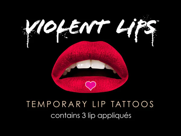 Red & Pink Heart Violent Lips (3 Lip Tattoo Sets)