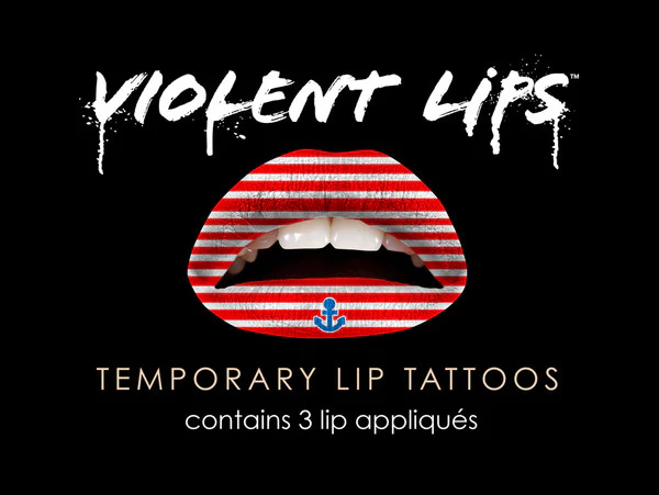Red & White Anchor Violent Lips (3 Lip Tattoo Sets)