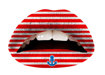 Red & White Anchor Violent Lips (3 Lip Tattoo Sets) - Image 2