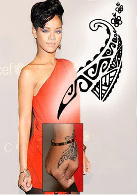 Rihanna - Maori Hand Tattoo - Image 3
