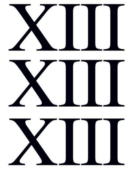 Roman Numeral 13 (Thirteen) Tattoo (3 tattoos)