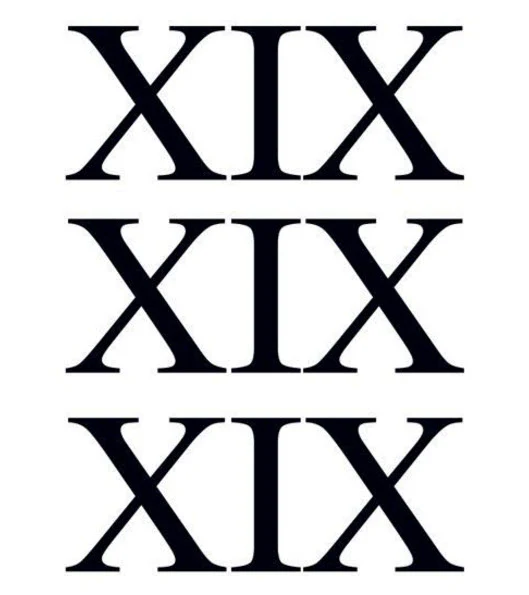 Roman Numeral 19 (Nineteen) Tattoo (3 tattoos)