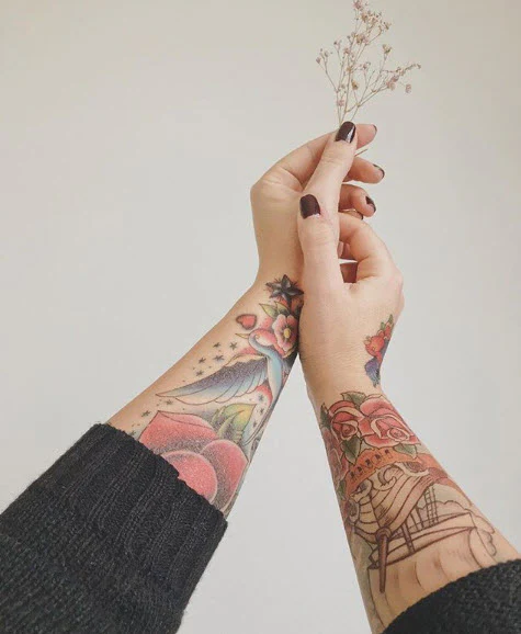 Rose And Swallow Sleeve Tattoo - Image 6
