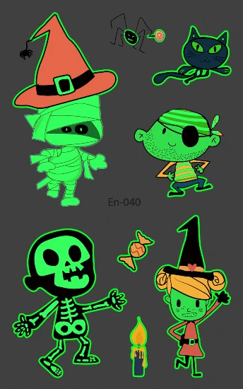 Silly Friends Glow in the Dark Halloween Fake Tattoo - Image 2