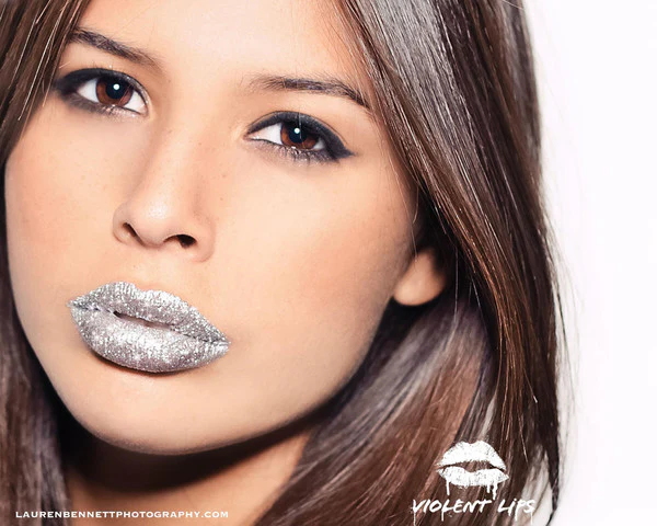 Silver Glitteratti Violent Lips (3 Lip Tattoo Sets) - Image 2