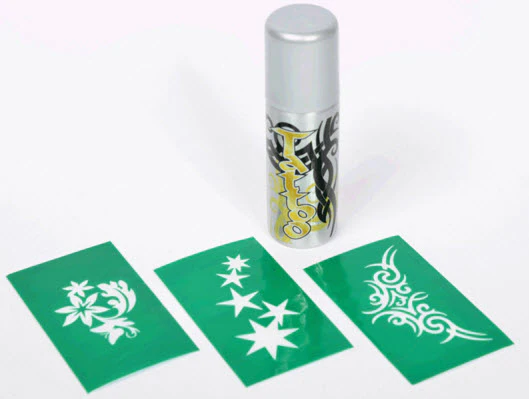 Silver Temporary Tattoo Spray + 3 Stencils - Image 4