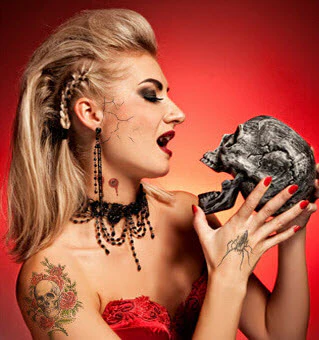 Skull & Thorned Roses Tattoo - Image 2