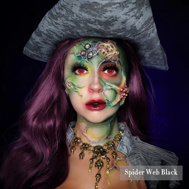Spider Web Black Coloured Contact Lenses - Image 3