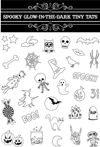 Spooky Glow-In-The-Dark Tiny Tats Tattoo Set - Image 2