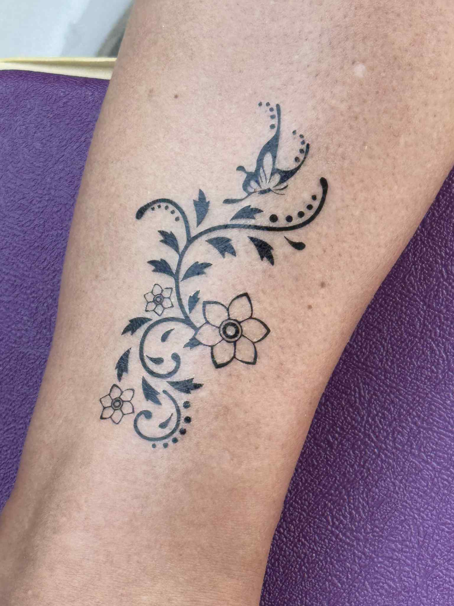 Spring Flower & Butterfly Tattoo - Image 4