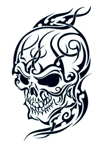 Tribal Flames Skull Tattoo