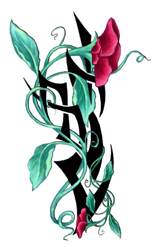 Tribal Overgrown Flower Tattoo