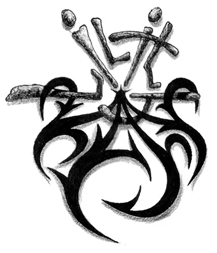 Tribal Warrior Blade Tattoo