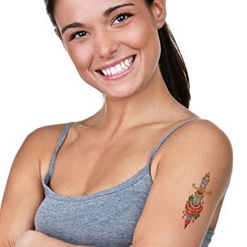 Vintage Dagger with Flowers Tattoo - Image 2