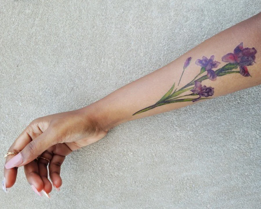 Watercolor Iris Temporary Tattoo - Image 2