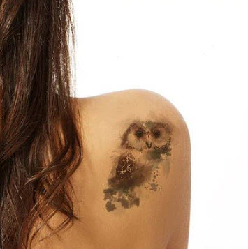 Watercolor Owl Tattoo - Image 3