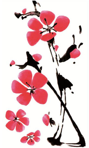 Watercolor Red Flowers Tattoo