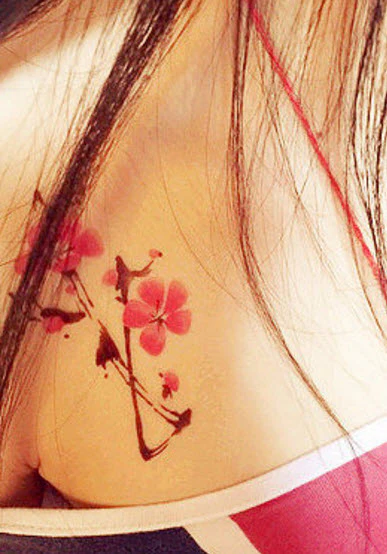 Watercolor Red Flowers Tattoo - Image 2