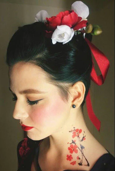 Watercolor Red Flowers Tattoo - Image 5