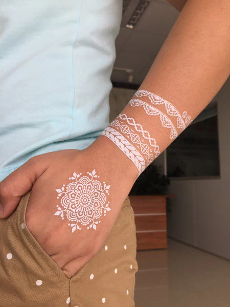 White Lace Fashion Beans Tattoos - Image 2