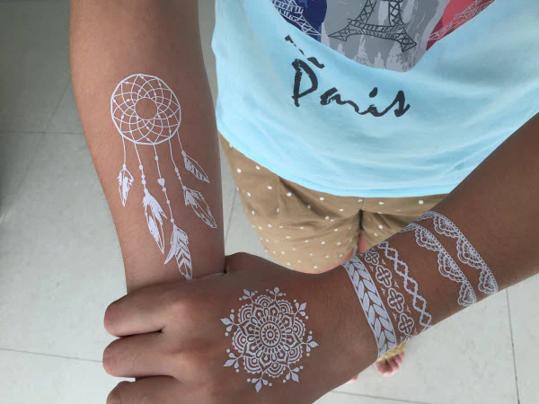 White Lace Floral Henna Tattoo - Image 6