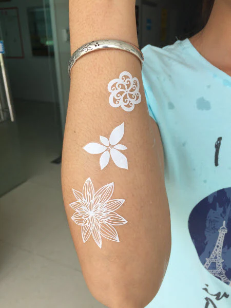 White Lace Happy Flowers Tattoos - Image 2