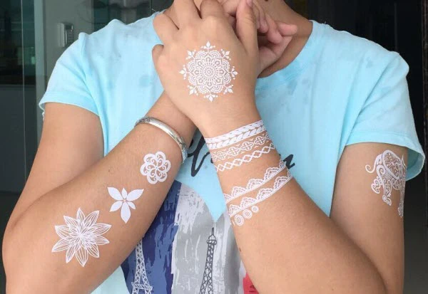 White Lace Happy Flowers Tattoos - Image 3