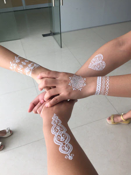 White Lace Hearts & Wings Tattoo - Image 4
