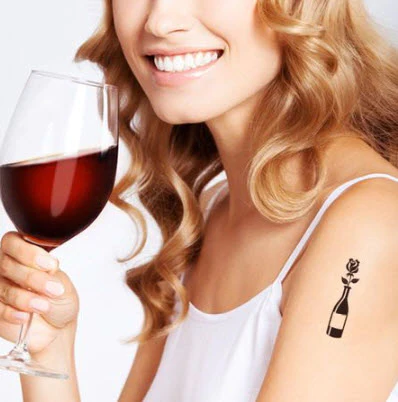 Wine Bottle With Rose Tattoo - Image 2